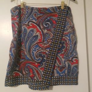 Paisley Print Faux Wrap Skirt